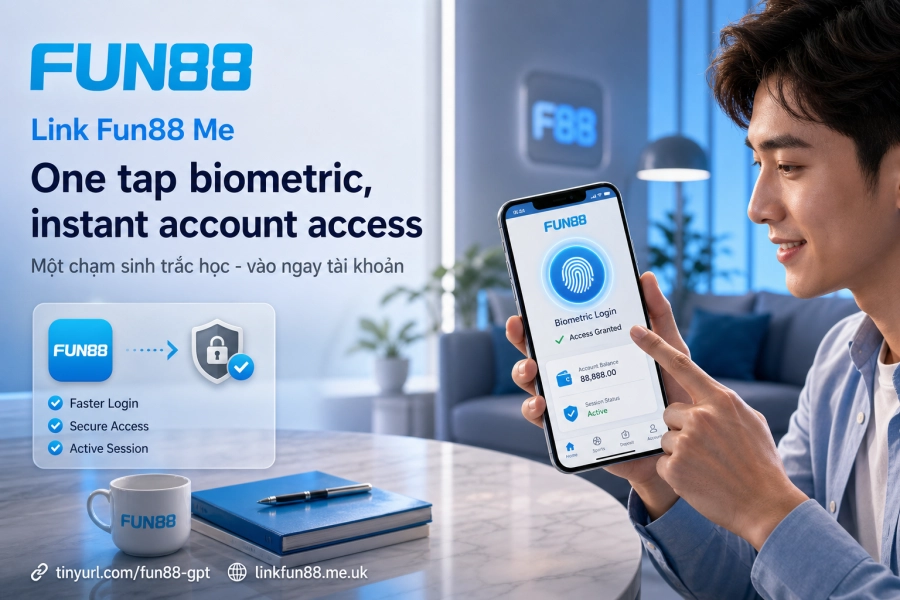 xác thực sinh trắc học đăng nhập app Fun88 – tính năng ghi nhớ tài khoản